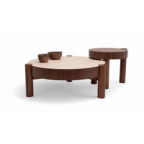 670 Walnut Traverten Orta Sehpa