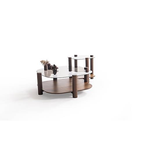 974 Walnut Bronze Glass Orta Sehpa