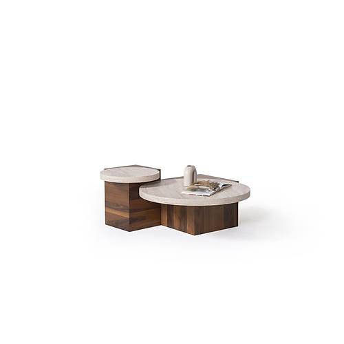 972 Walnut Traverten Orta Sehpa
