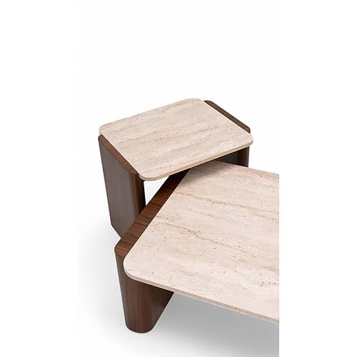 668 Walnut Traverten Orta Sehpa