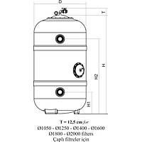 Nozbart - DIN Formu Polyester Szge Tabanl Kum Filtresi Gzetleme Caml Model: 1050 mm