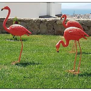 Yeni B�y�k Boy Flamingo Polyester Heykel Tak�m� 2'li