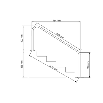 Y�zme havuzu beton merdiven ini� tutama�� 1524 mm AISI 304 KAL�TE