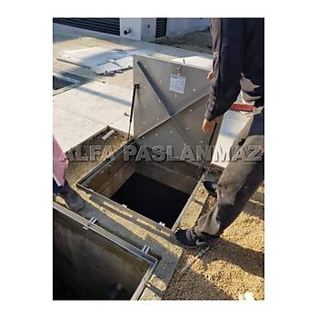 Havuz Makine Daire Kapaklar� Paslanmaz 3 mm �zeri Mermer Uygulanabilir 800x800 mm