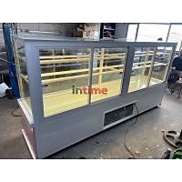 S�rg� Kapakl� Tekerlekli Geni� Pasta Tatl� Vitrini 240 cm INT-203