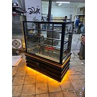 D�z Caml� Siyah Pasta Tatl� Te�hir Dolab� 100 cm INT-193