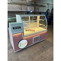 Bombeli Caml� L Tipi Kasal� Pasta Vitrini ve Haz�rl�k Tezg�h� INT-200