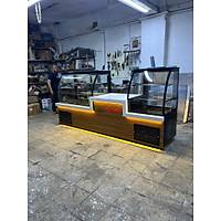 �ift Vitrinli Orta Servis Bankolu Pasta Te�hir Dolab� 250 cm INT-179
