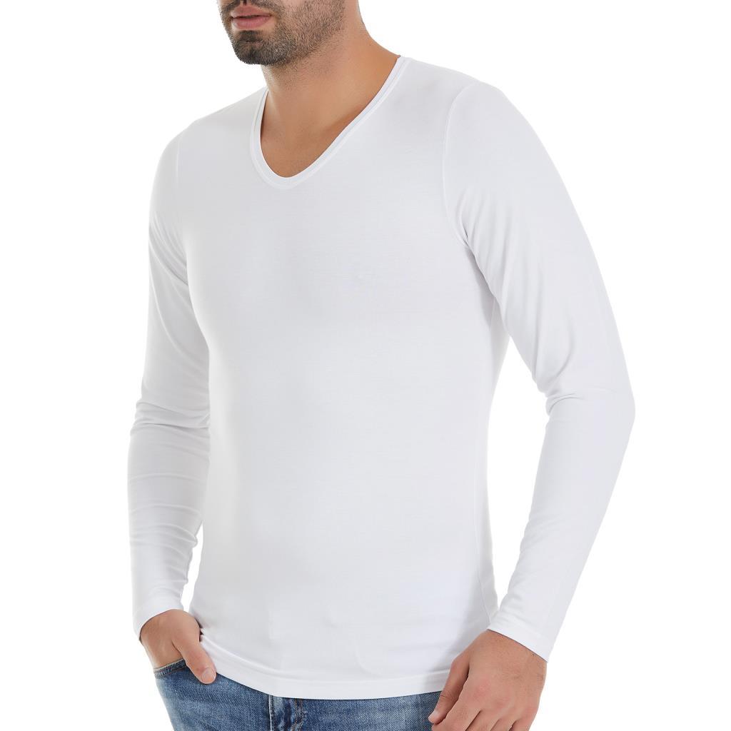3 Adet Yıldız Erkek Bambu Uzun Kol T-Shirt Fanila Beyaz 485