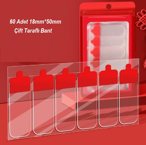 30 Adet 60 Parça Kolay Açılır Güçlü Çift Taraflı Bant 18mm*50mm