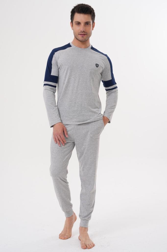Mecit 2990 Erkek Gri Uzun Kollu Pijama Takımı