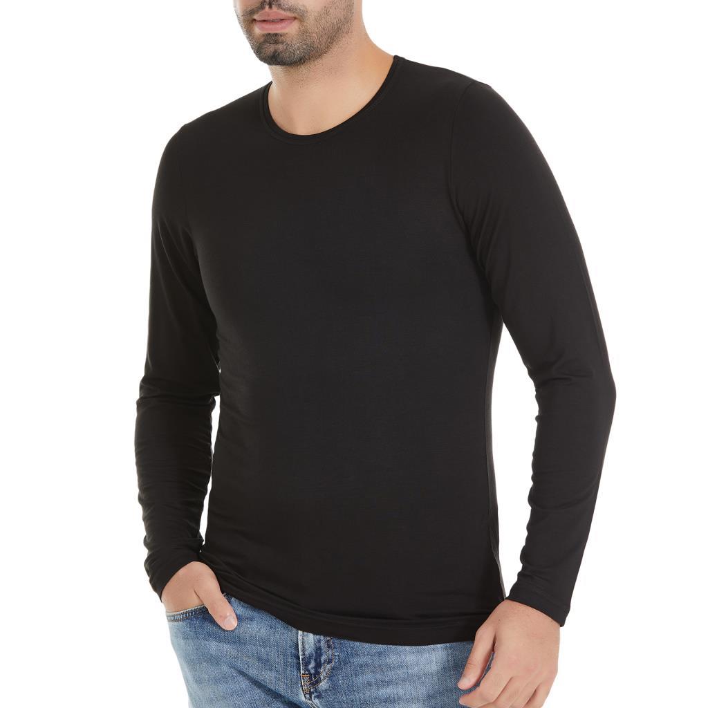 3 Adet Yıldız Erkek Bambu Uzun Kollu T-Shirt Fanila Siyah 496
