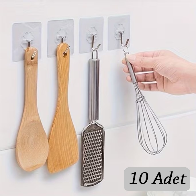 30 Adet 10 lu Kendinden Yapışkanlı Şeffaf Askı
