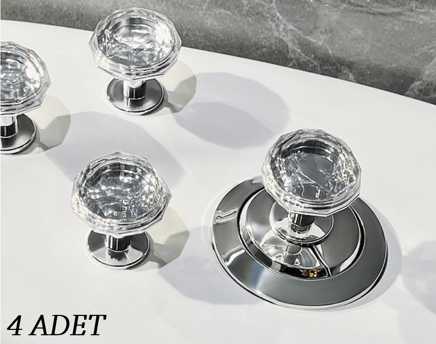 30 Adet 4 lü Kristal Tasarımlı Çok Amaçlı Yapışkanlı Tutacak Buton