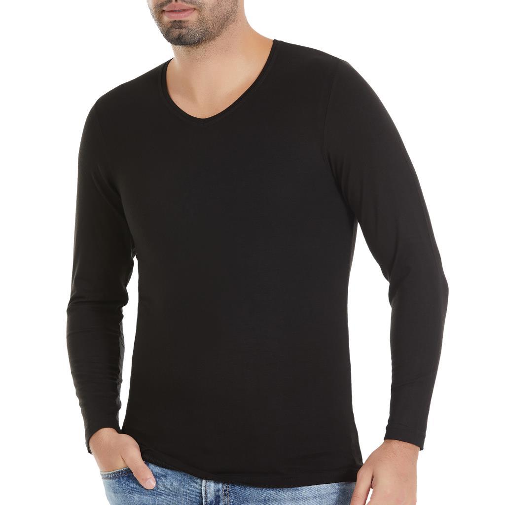 3 Adet Yıldız Erkek Bambu Uzun Kol T-Shirt Fanila Siyah 486