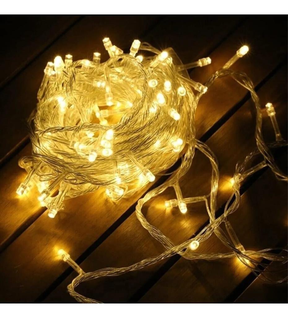 Yılbaşı Aydınlatması 100 LED Beyaz Işık 10 Metre Dekoratif