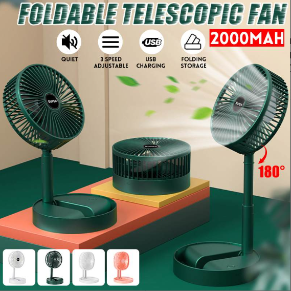 Katlanır Teleskopik Masaüstü Fan USB Şarj Edilebilir Taşınabilir