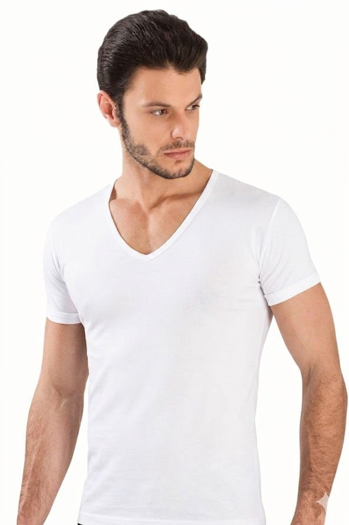 6 lı Paket HMD Likralı Erkek V Yaka Kısakol Atlet Fanila Beyaz 712