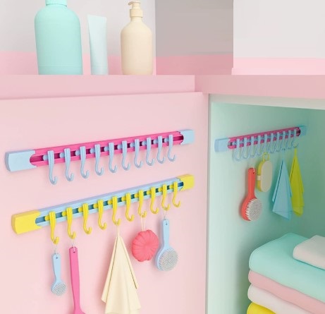 30 Adet 10 Kancalı Raylı Mutfak ve Banyo Düzenleyici Askı 30 cm