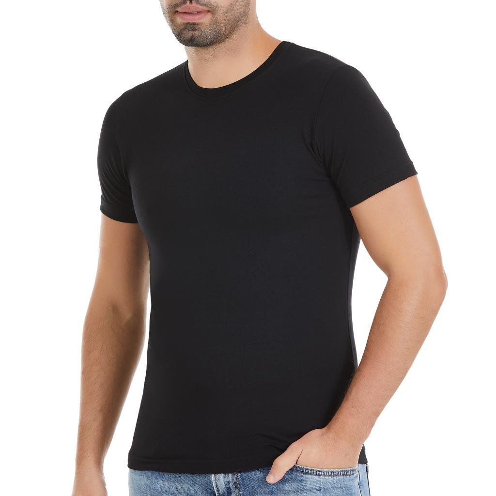 3 Adet Yıldız Erkek Likralı Kısa Kollu T-Shirt Fanila Siyah 91