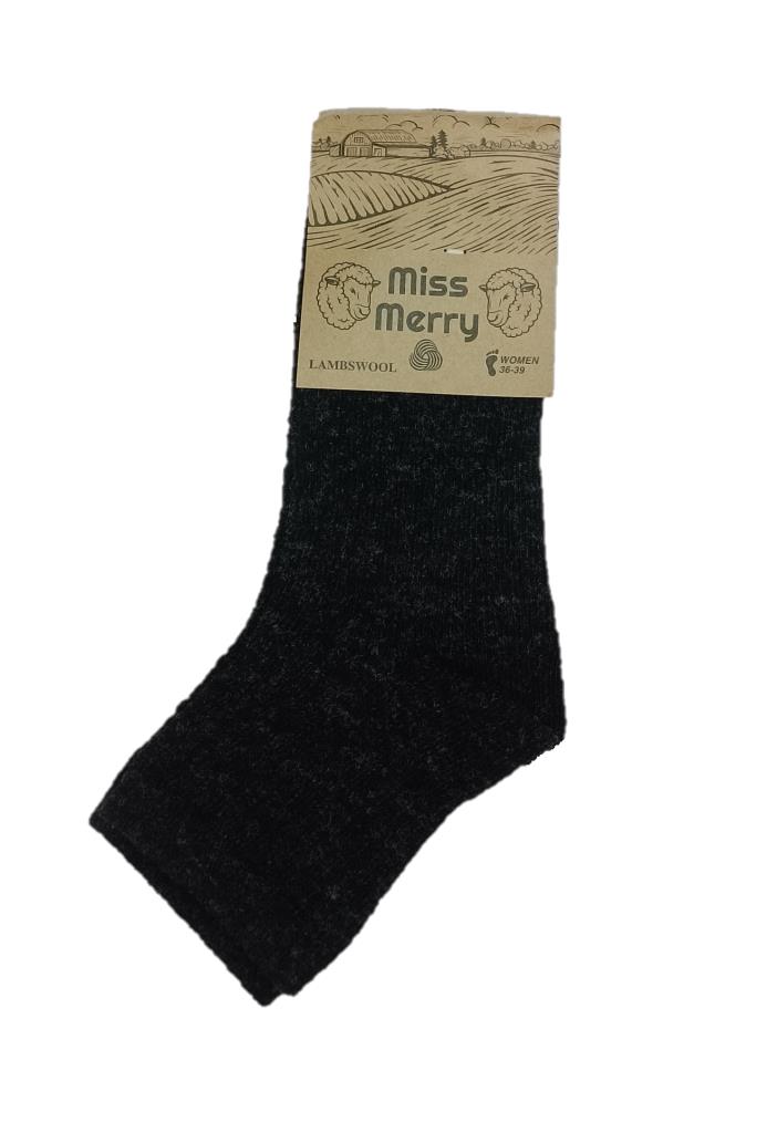 12 Çift Miss Merry Bayan Kısa Yün Çorap Siyah