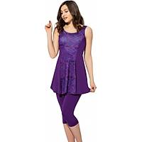 Argisa Bayan B�y�k Beden Kapri Yar� Kapal� Tesett�r Mayo Mor 6517