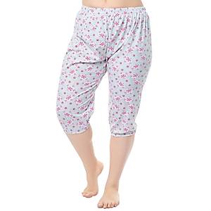 Seher Y�ld�z Bayan Desenli Lastikli K�sa Anne Pijama Alt� 019