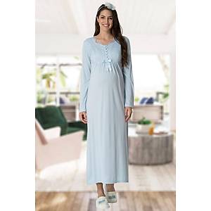 Mecit 5415 Bayan Mavi Hamile Lohusa Gecelik