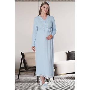 Mecit 1512 Bayan Hamile Lohusa Mavi Gecelik
