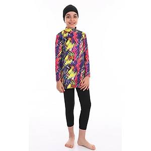 Form Angel K�z �ocuk Desenli Uzun Kollu Tesett�r Mayo 1900-1