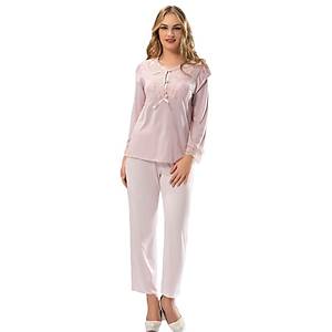 Sistina Bayan Ekru Dantelli Penye Uzun Kollu Pijama Tak�m� 1567