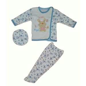 Beyzi Erkek Bebek Pijama Tak�m� Ayakl� �apkal� 3 Par�a 0-4 Ayl�k