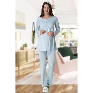 Mecit 5414 Bayan Mavi Lohusa Pijama Tak�m�