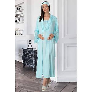 Mecit 5354 Bayan Hamile Lohusa Turkuaz Sabahl�k Gecelik Tak�m�