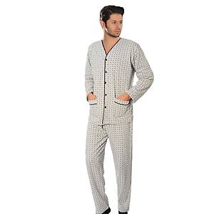 Aysu 2050 �nden B�t�n D��meli Erkek Penye Uzun Kol Pijama Tak�m�