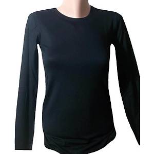 Bayan Uzun Kollu S�f�r Yaka D�z Body Siyah