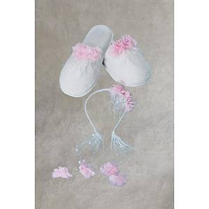 Mecit 0056 Bayan Pembe �i�ekli Hamile Lohusa Ta� Terlik Seti