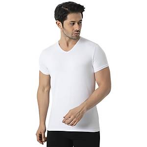 6 Adet L�x Drm Erkek Bambu K�sa Kollu V Yaka Fanila Atlet 3905