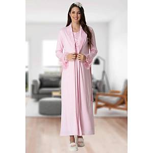 Mecit 5417 Bayan Hamile Lohusa Pembe Uzun Sabahl�k Gecelik Tak�m�