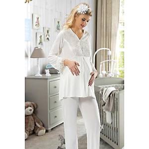 Sisrina Bayan Ekru Hamile ( Lohusa ) Pijama Tak�m� - 1604