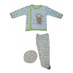 Beyzi Bebek Pijama Tak�m� Ayakl� �apkal� 3 Par�a 0-6 Ayl�k