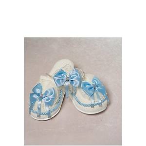 Mecit 314 Bayan Hamile Lohusa Mavi Fiyonklu Terlik Ta� Seti