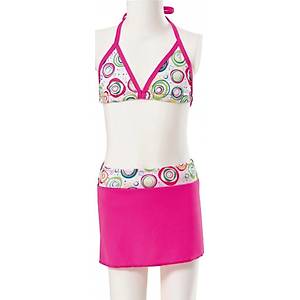 Argisa K�z �ocuk Desenli Etekli Bikini Pembe 2804
