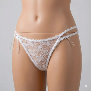 G�m�� Bayan Kenar �ki �pli Dantelli Bikini K�lot Standart M Beden
