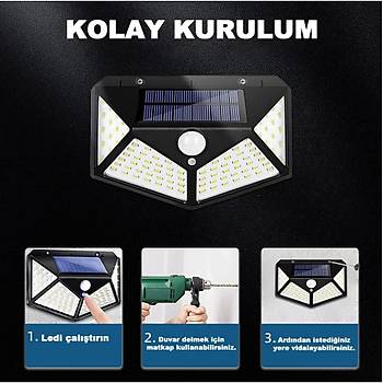 100 Led D�� Mekan Solar Ayd�nlatma Lamba Hareket Sens�rl�