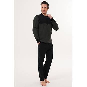 Mecit 2999 Ye�il-Siyah Selanik Kuma� K��l�k Erkek Pijama Tak�m�