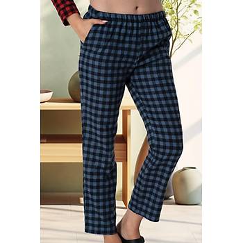 Mecit 200 Bayan ndigo Ekoseli Tek Pijama Alt