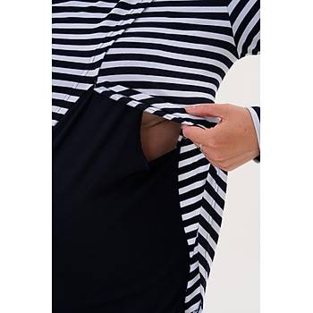 Mecit 6303 Bayan Lacivert Likral� Spor Hamile Lohusa Pijama Tak�m