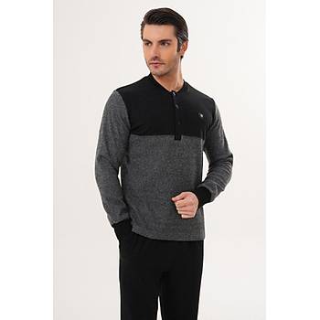 Mecit 2999 Gri-Siyah Selanik Kuma� K��l�k Erkek Pijama Tak�m�