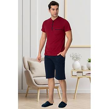 Mecit 2769 Erkek Bordo B�y�k Beden �ortlu Pijama Tak�m�